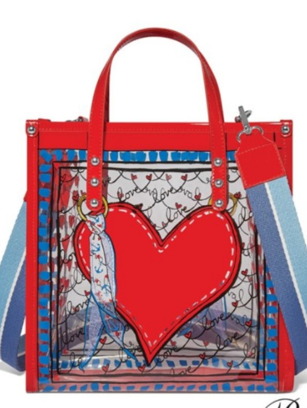 Brighton-Striped " Love " ♥️ Clear Vinyl Tote Bag - Crossbody - Picture 2 of 7